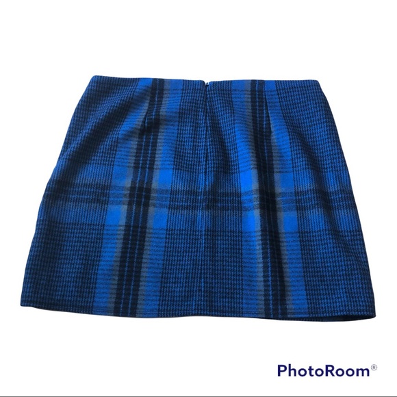 Gap Wool Mini Skirt Plaid Blue/Black/Grey 10 - Picture 6 of 6